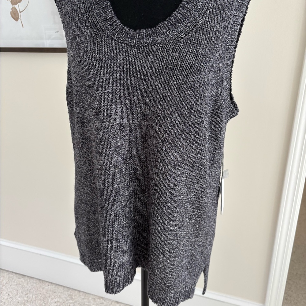 Gray Sleeveless Knit Sweater